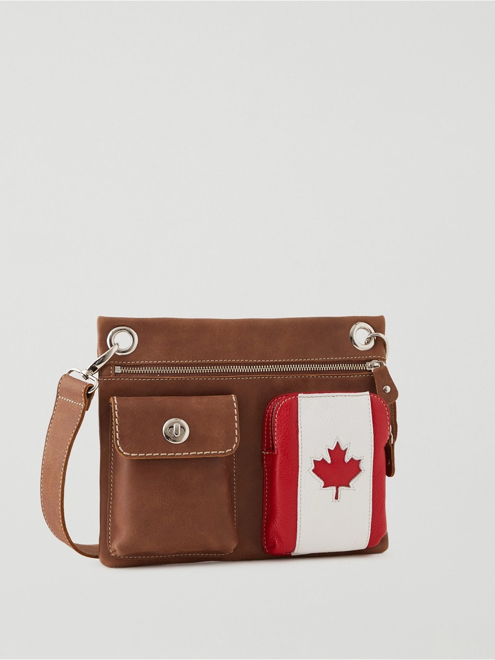 Roots Vintage Brown Leather Canada Crossbody Bag Limited Edition